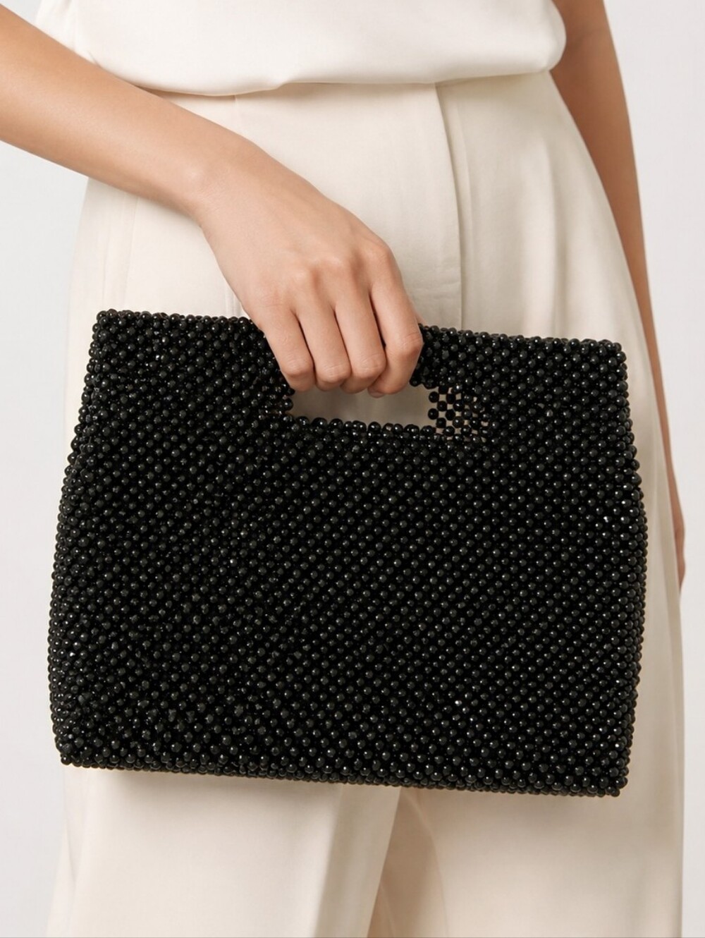 Sabina New York Black Beaded Handbag Y2K Evening Cocktail Party clutch Bag